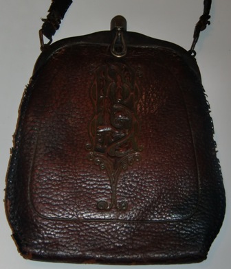 xxM344M Antique Jemco Tooled Leather Purse Turnloc Patent 1915 x